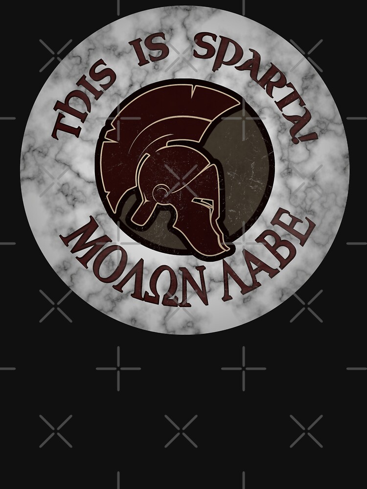 This is Sparta! MOLON LABE - Spartan Greek Helmet on Marble