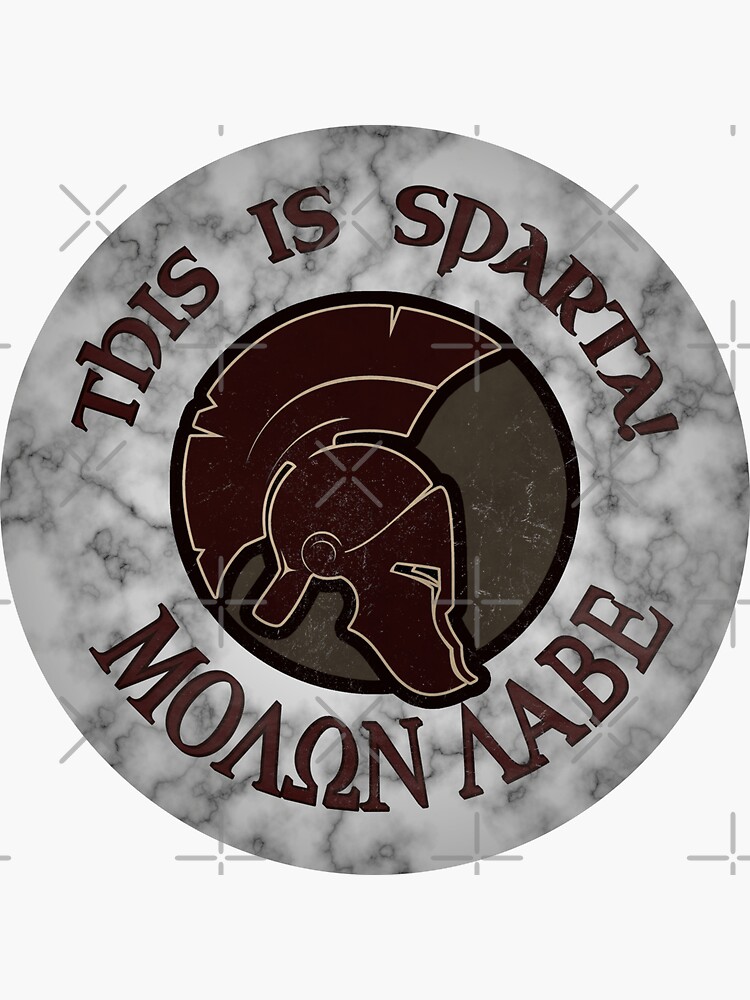 This is Sparta! MOLON LABE - Spartan Greek Helmet on Marble