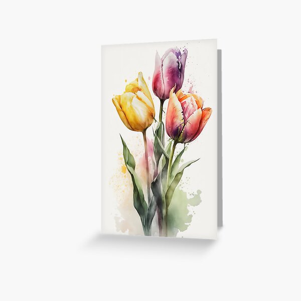 Item preview, Watercolor Tulips - Spring Flowers - Perfect for Gardeners and Plant Lovers designed and sold by madtoyman.