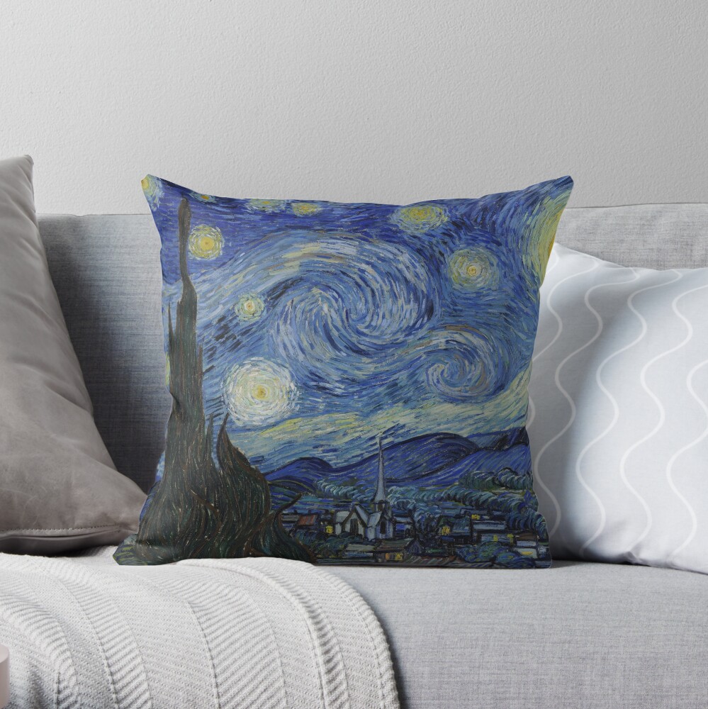 Starry Night Oil painting by Vincent van Gogh Throw Pillow