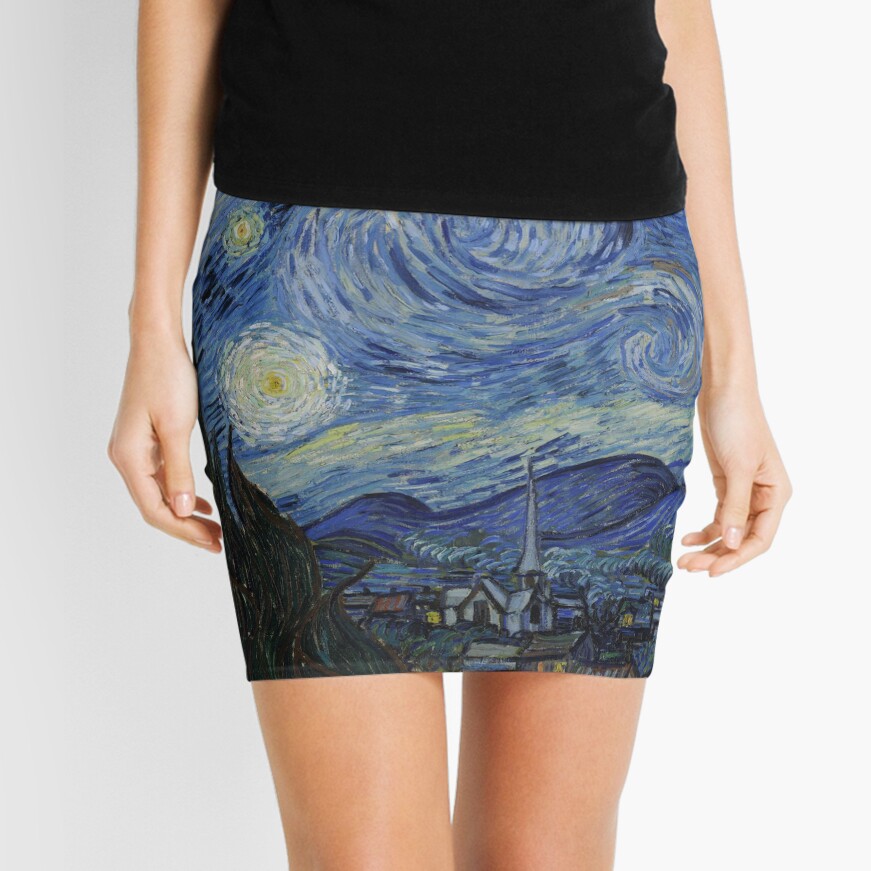 Starry Night Oil painting by Vincent van Gogh Mini Skirt