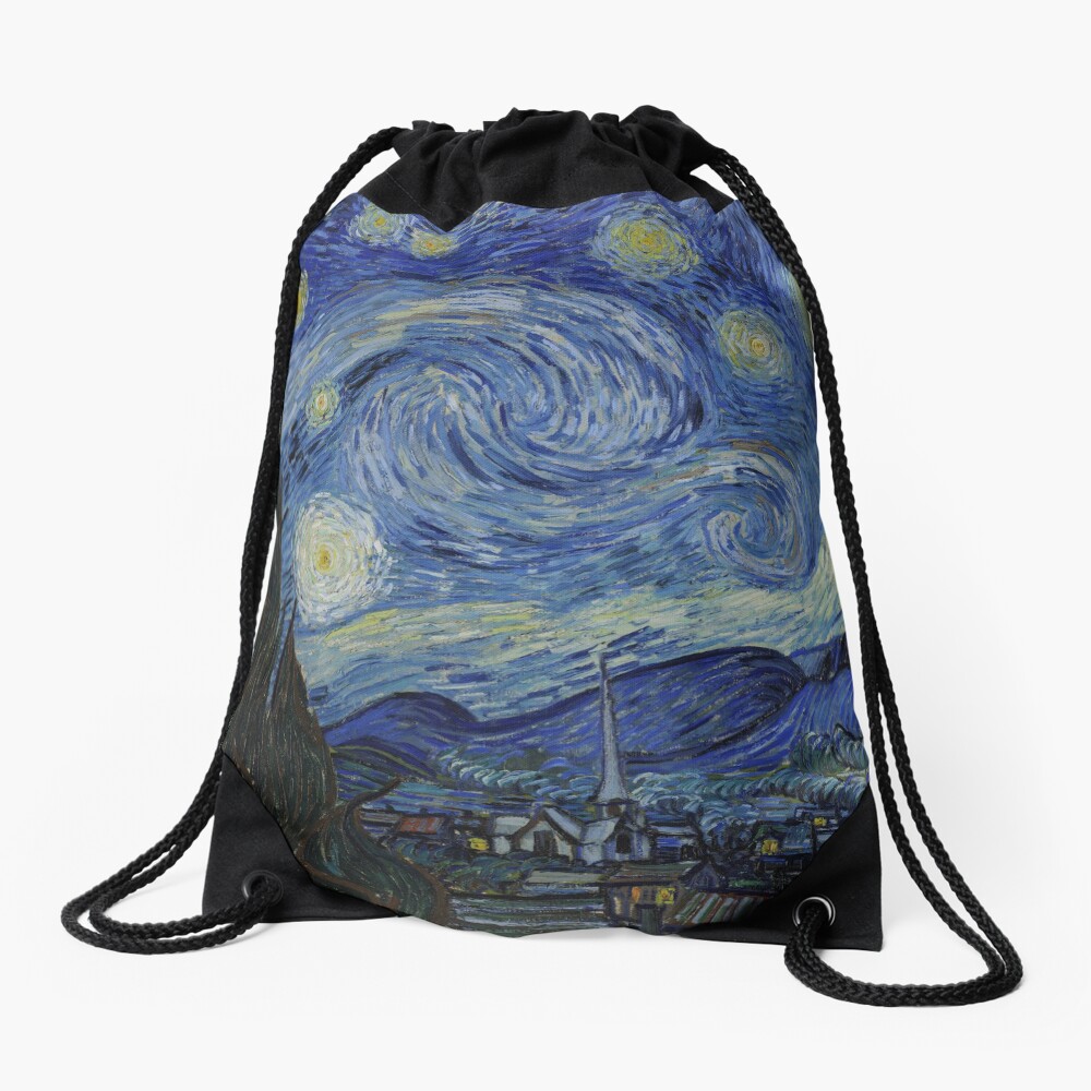 Starry Night Oil painting by Vincent van Gogh Drawstring Bag