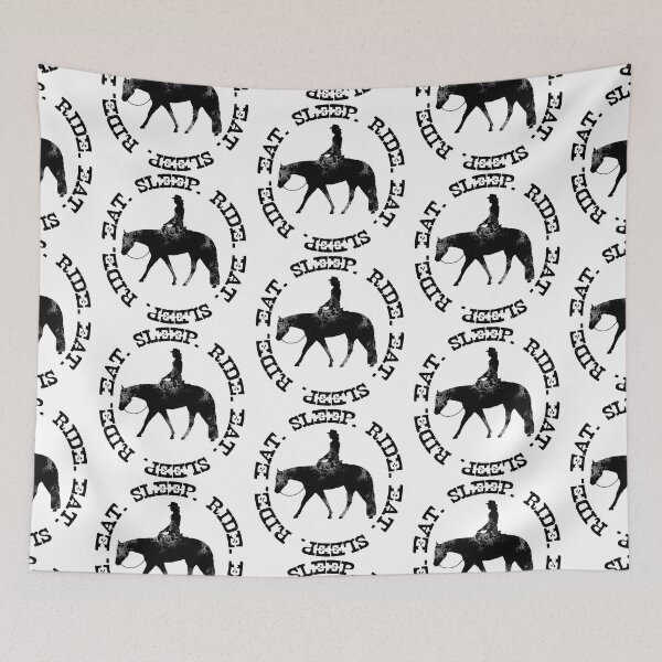 Item preview, EAT SLEEP RIDE - Distressed Western Horse Female Rider designed and sold by Stuffnthingz.