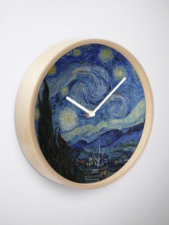 Alternate view of Starry Night Oil painting by Vincent van Gogh Clock