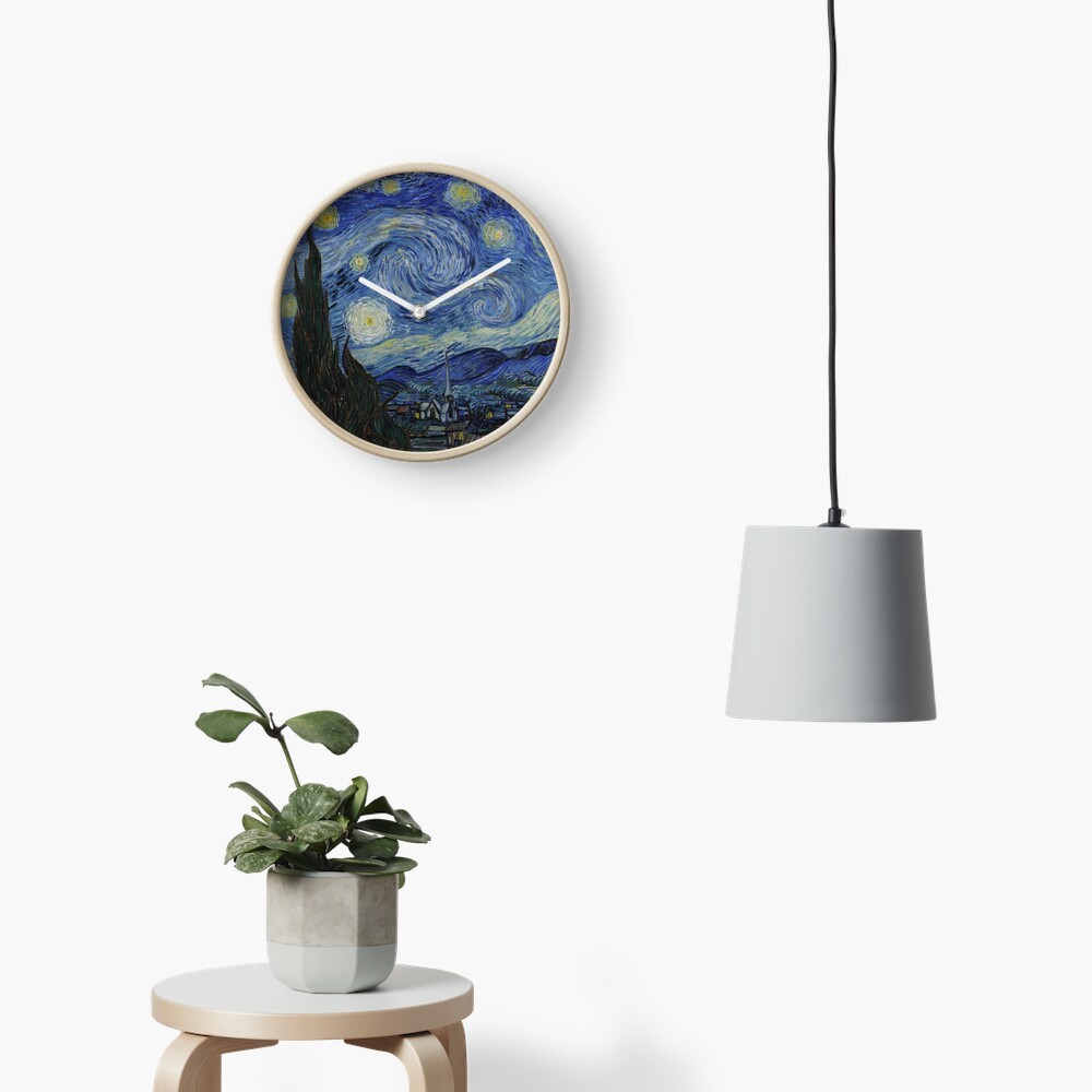 Starry Night Oil painting by Vincent van Gogh Clock