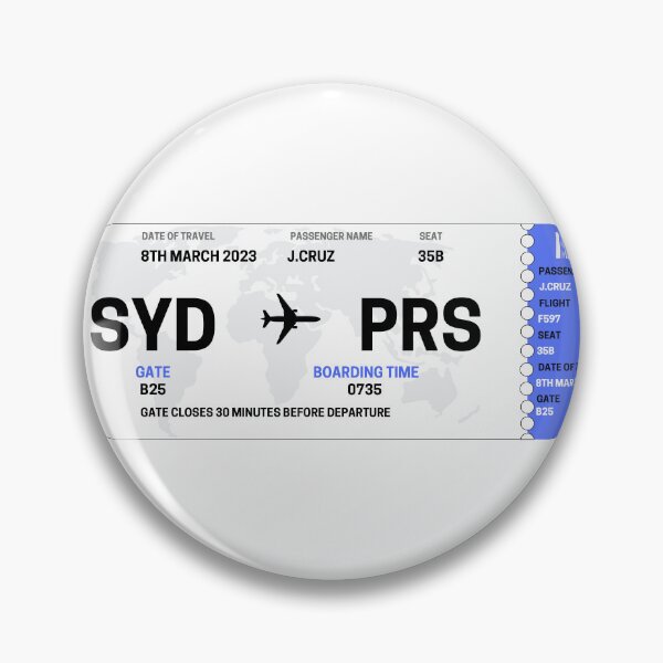 Item preview, Sydney to Paris Plane Ticket Style designed and sold by Beach-Designs.
