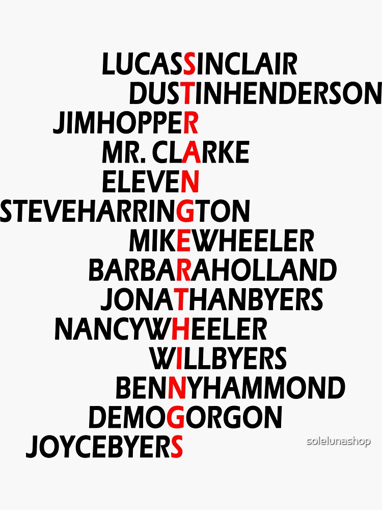 "Names of Stranger Things" Sticker by solelunashop | Redbubble