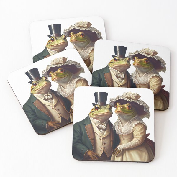 Item preview, Antique Frog Couple designed and sold by DigitalArtcapes.
