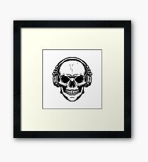 Skull with headphones Framed Print