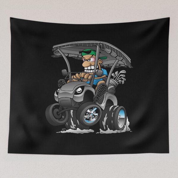 Item preview, Funny Golf Cart Hotrod Golf Car Popping a Wheelie Cartoon designed and sold by hobrath.