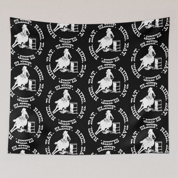 Item preview, EAT SLEEP RIDE - Barrel Horse Female Rider Inverse designed and sold by Stuffnthingz.