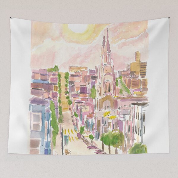 Item preview, San Francisco Streets Hills and Sun Scene in California designed and sold by artshop77.
