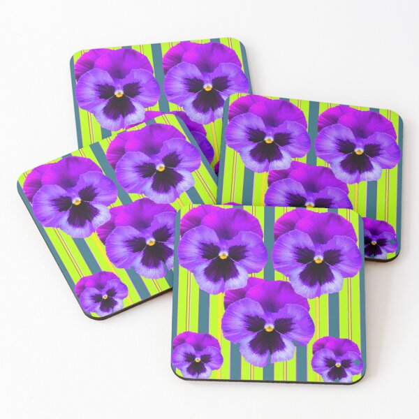Item preview, SPRING GARDEN PURPLE PANSY GREEN STRIPES ART designed and sold by sharlesart.