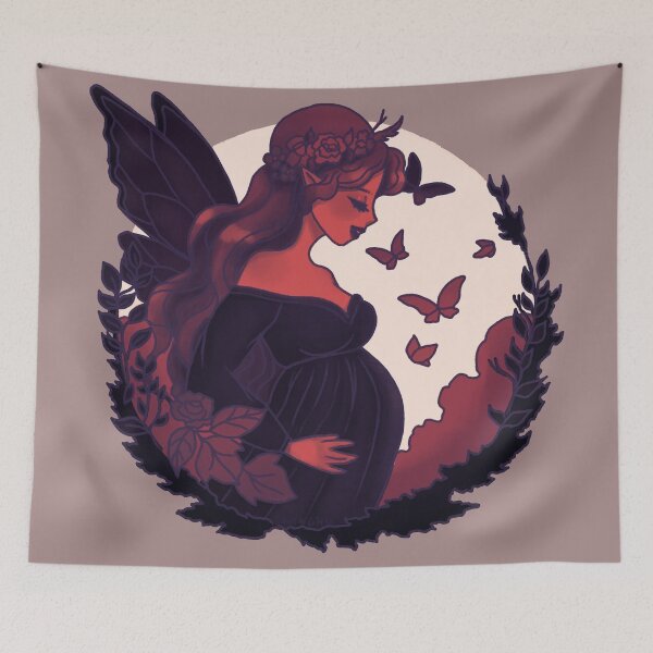 Item preview, Maternity Pregnant Butterfly Fairy Red designed and sold by Jenna Wing-Hu.