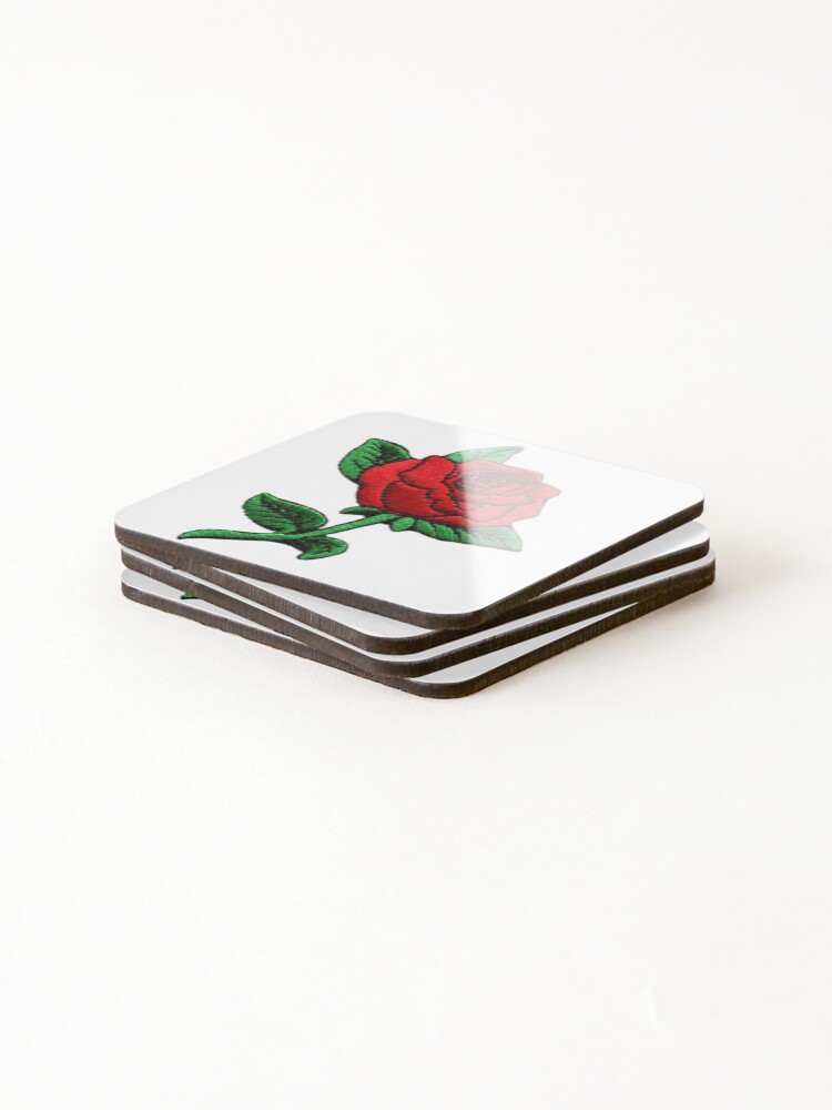 Thumbnail 4 of 5, Coasters (Set of 4), Red Rode Embroided Patch designed and sold by classthetic.