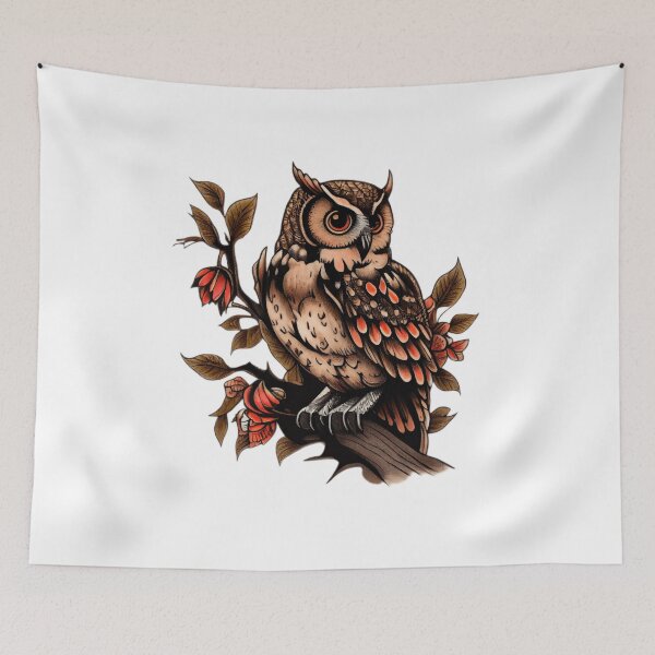 Item preview, Traditional Owl Tattoo designed and sold by TourDePassion.