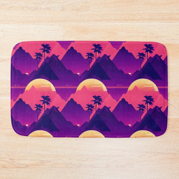 Item preview, Synthwave Mountains and Palm Trees - Online Vector Landscape designed and sold by Fine Prints.