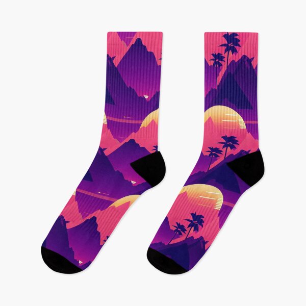 Item preview, Synthwave Mountains and Palm Trees - Online Vector Landscape designed and sold by Fine Prints.