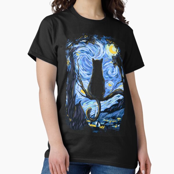 Vista previa del artículo con la obra «Gato de Van Gogh Noche estrellada Amantes de los gatos de Van Gogh», diseñado y vendido por Vangoholic.