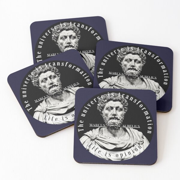 Item preview, Marcus Aurelius portrait and quote: The universe is transformation life is opinion designed and sold by artbleed.