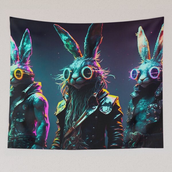 Item preview, Three Cyberpunk Cool Rabbits #2 designed and sold by Artistic Pandas.