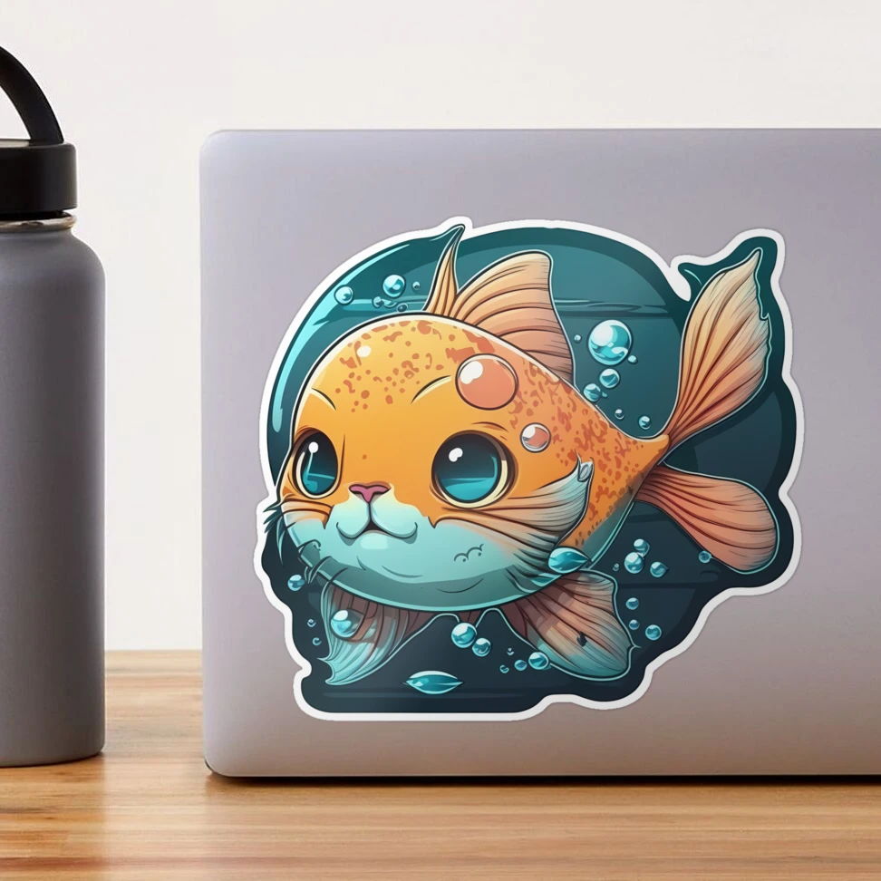 Cute Cat Fish Underwater Sticker for Sale by Stepultura