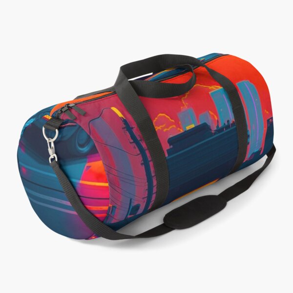 Item preview, retro future neon cyberpunk city and car voxel designed and sold by popurbanart.