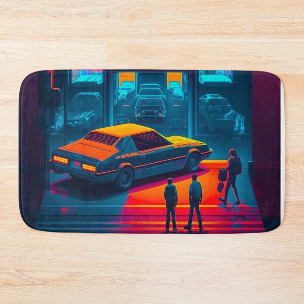 Item preview, retro future neon cyberpunk city and car voxel designed and sold by popurbanart.