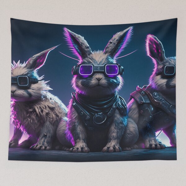 Item preview, Three Cyberpunk Cool Rabbits #4 designed and sold by Artistic Pandas.
