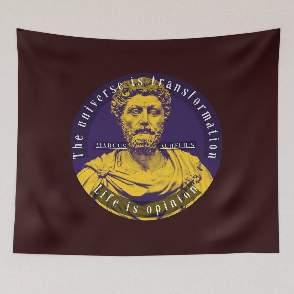 Item preview, Marcus Aurelius portrait and quote: The universe is transformation life is opinion designed and sold by artbleed.