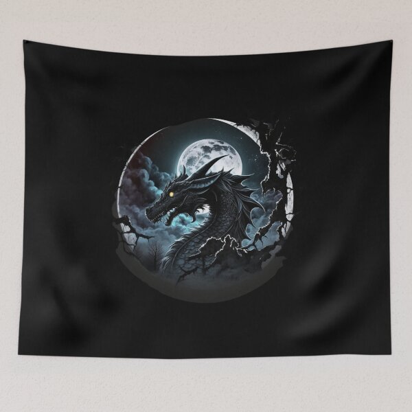 Item preview, Black dragon in the moonlight designed and sold by HarriPaloma.