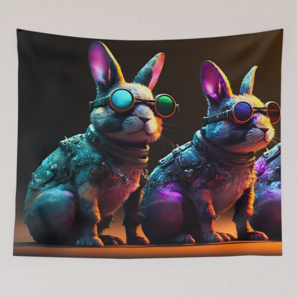 Item preview, Three Cyberpunk Cool Rabbits #10 designed and sold by Artistic Pandas.