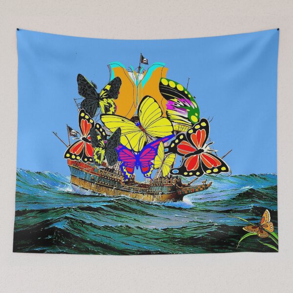 Item preview, BUTTERFLY : Abstract Psychedelic Pirate Sailing Ship designed and sold by posterbobs.