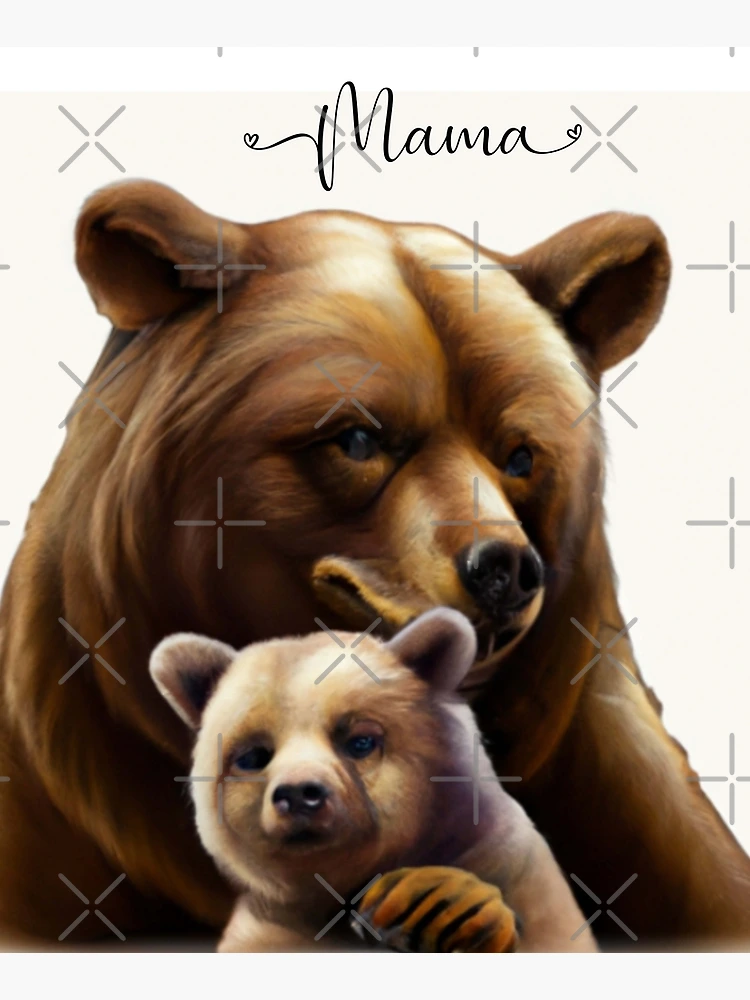 Cute bear cartoon mama bear and baby bear, mama bear and cute cub, gifts  for animals lovers  Mounted Print for Sale by haRexia