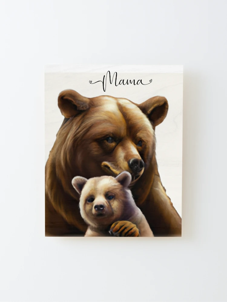 Cute bear cartoon mama bear and baby bear, mama bear and cute cub, gifts  for animals lovers  Mounted Print for Sale by haRexia