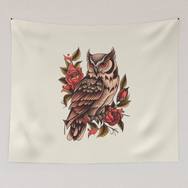 Item preview, Traditional Owl Tattoo designed and sold by TourDePassion.