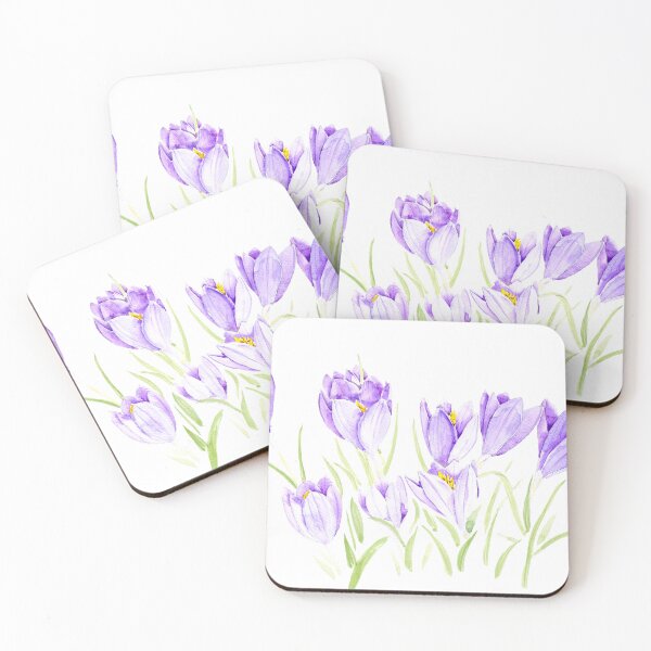 Item preview, purple crocus flowers watercolor hand painted  designed and sold by ColorandColor.