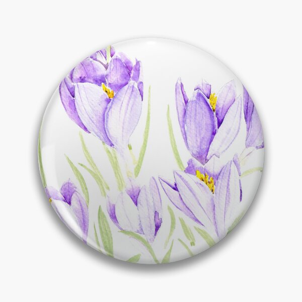 Item preview, purple crocus flowers watercolor hand painted  designed and sold by SelenePaintings .