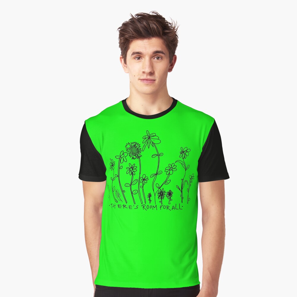 MINIMALIST FLOWERS LINE DRAWING GREEN | Graphic T-Shirt