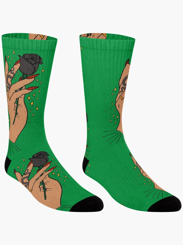 Thumbnail 3 of 5, Socks, Hand With Rose designed and sold by RooBooCo.