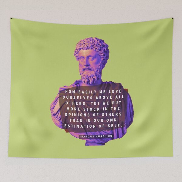 Item preview, Marcus Aurelius portrait and quote: How easily we love ourselves above all others designed and sold by artbleed.