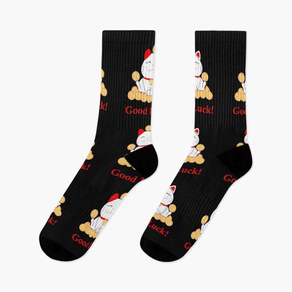 Item preview, Good luck Maneki Neko cat on black with gold coins designed and sold by QuirkyCatz.