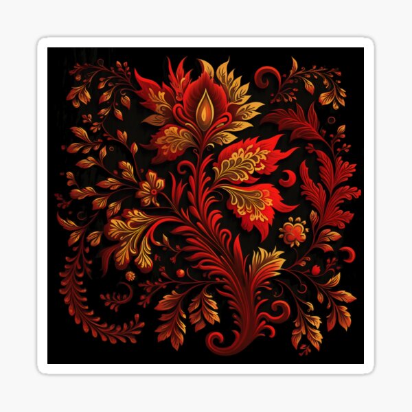Floral pattern Khokhloma Sticker