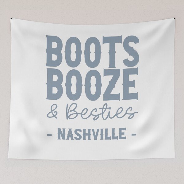 Item preview, Nashville Bachelorette Party Dusty Blue Boots Booze and Besties Country Western Design designed and sold by mysticblvd.