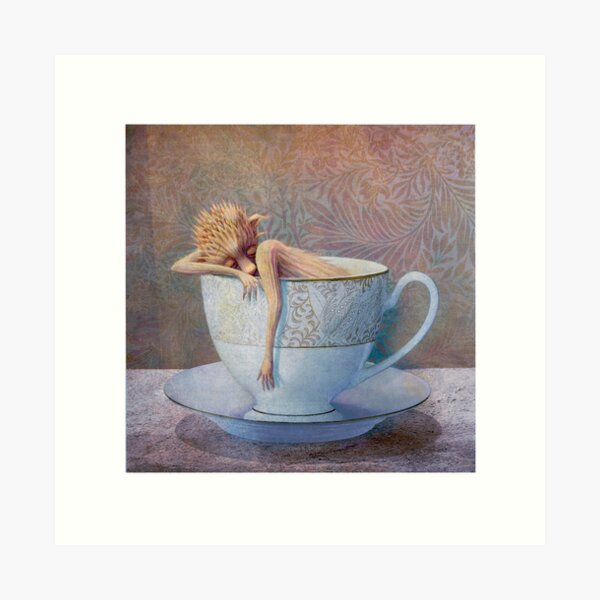 Aperçu de l'œuvre Monstre endormi dans une tasse de thé créée et vendue par Gretchen Deahl.