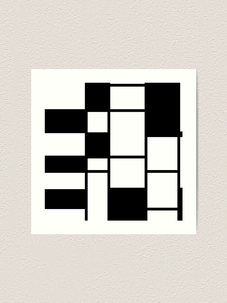 Black and White minimal Mondrian Art Print