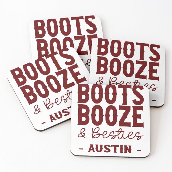 Item preview, Austin Bachelorette Party Dark Red Boots Booze and Besties Country Western Design designed and sold by mysticblvd.