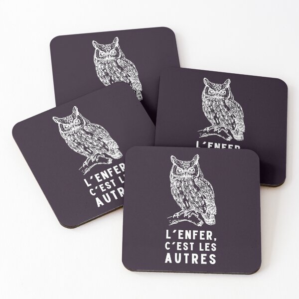 Item preview, owl with a sartre quote: L'enfer c'est les autres designed and sold by artbleed.