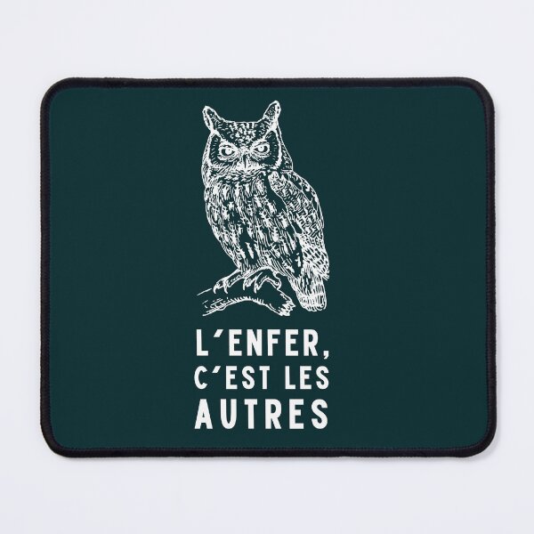Item preview, owl with a sartre quote: L'enfer c'est les autres designed and sold by artbleed.