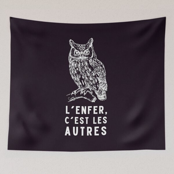 Item preview, owl with a sartre quote: L'enfer c'est les autres designed and sold by artbleed.
